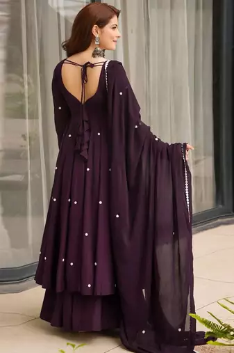 purple silk blend salwar suit dupatta