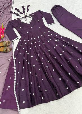 purple silk blend salwar suit dupatta 3