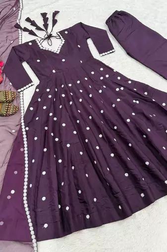 purple silk blend salwar suit dupatta
