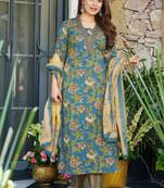 Blue heavy muslin salwar suit with dupatta