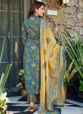 Blue heavy muslin salwar suit with dupatta 2