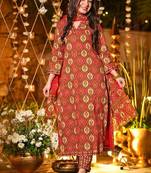 Orange heavy muslin salwar suit with dupatta