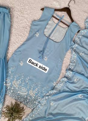 sky blue georgette salwar suit with dupatta 3