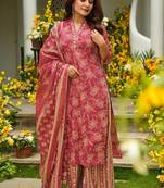 Pink heavy muslin salwar suit with dupatta