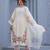 Elegant white floral embroidered cotton kurta set with net dupatta