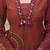 Rust maroon pure cotton a-line kurta set with applique work and mirror embroidery