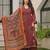 Rust maroon pure cotton a-line kurta set with applique work and mirror embroidery