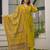 Mustard yellow pure cotton a-line kurta set with applique work and mirror embroidery