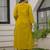 Mustard yellow pure cotton a-line kurta set with applique work and mirror embroidery