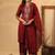 Maroon pure cotton embroidered kurta set with farsi salwar
