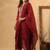 Maroon pure cotton embroidered kurta set with farsi salwar