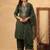 Forest green pure cotton embroidered kurta set with farsi salwar