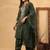 Forest green pure cotton embroidered kurta set with farsi salwar