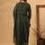 Forest green pure cotton embroidered kurta set with farsi salwar