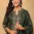 Forest green pure cotton embroidered kurta set with farsi salwar