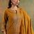 Mustard pure cotton embroidered kurta set with farsi salwar