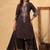 Dark brown pure cotton embroidered kurta set with farsi salwar