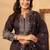 Dark brown pure cotton embroidered kurta set with farsi salwar