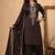 Dark brown pure cotton embroidered kurta set with farsi salwar