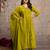 Olive green mul cotton anarkali set with floral embroidery – festive wear