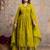 Olive green mul cotton anarkali set with floral embroidery – festive wear