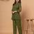 Olive green pure cotton kurta pant set with floral embroidery