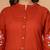 Rust pure cotton kurta pant set with floral embroidery