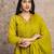 Olive green mul cotton anarkali set with floral embroidery – festive wear