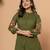 Olive green pure cotton kurta pant set with floral embroidery