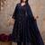 Teal blue mul cotton anarkali set with floral embroidery – festive wear