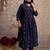 Teal blue mul cotton anarkali set with floral embroidery – festive wear