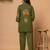 Olive green pure cotton kurta pant set with floral embroidery