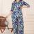 Navy blue cotton co-ord set with floral & cactus print – casual wear