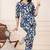 Navy blue cotton co-ord set with floral & cactus print – casual wear