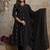 Black mul cotton anarkali set with floral embroidery – festive wear