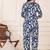 Navy blue cotton co-ord set with floral & cactus print – casual wear