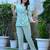 Mint green cotton co-ord set with floral print – casual wear
