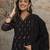 Black mul cotton anarkali set with floral embroidery – festive wear