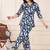 Navy blue cotton co-ord set with floral & cactus print – casual wear