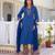 Royal blue premium cotton kurta set with handworked embroidered neckline