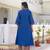 Royal blue premium cotton kurta set with handworked embroidered neckline