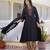 Black premium cotton kurta set with handworked embroidered neckline