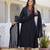 Black premium cotton kurta set with handworked embroidered neckline