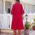 Deep red premium cotton kurta set with handworked embroidered neckline