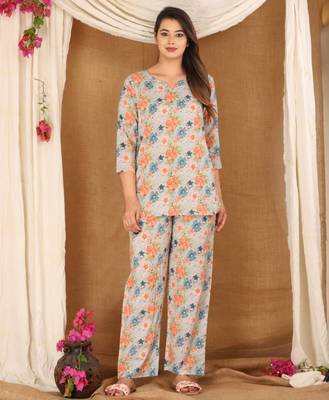 Pastel blue cotton co-ord set with floral print     casual wear 3