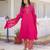 Rani pink premium cotton kurta set with handworked embroidered neckline