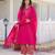 Rani pink premium cotton kurta set with handworked embroidered neckline