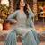 Premium chinon silk sharara suit with heavy beads work & chinon dupatta