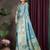 Teal Blue Banarasi Satin Saree with Heavy Zari & Thread Work | Traditional Wedding & Festive Wear