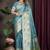 Teal Blue Banarasi Satin Saree with Heavy Zari & Thread Work | Traditional Wedding & Festive Wear